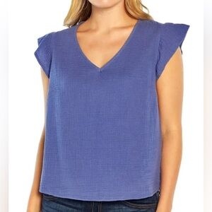 NWT THREE DOT BLue top. Size L.